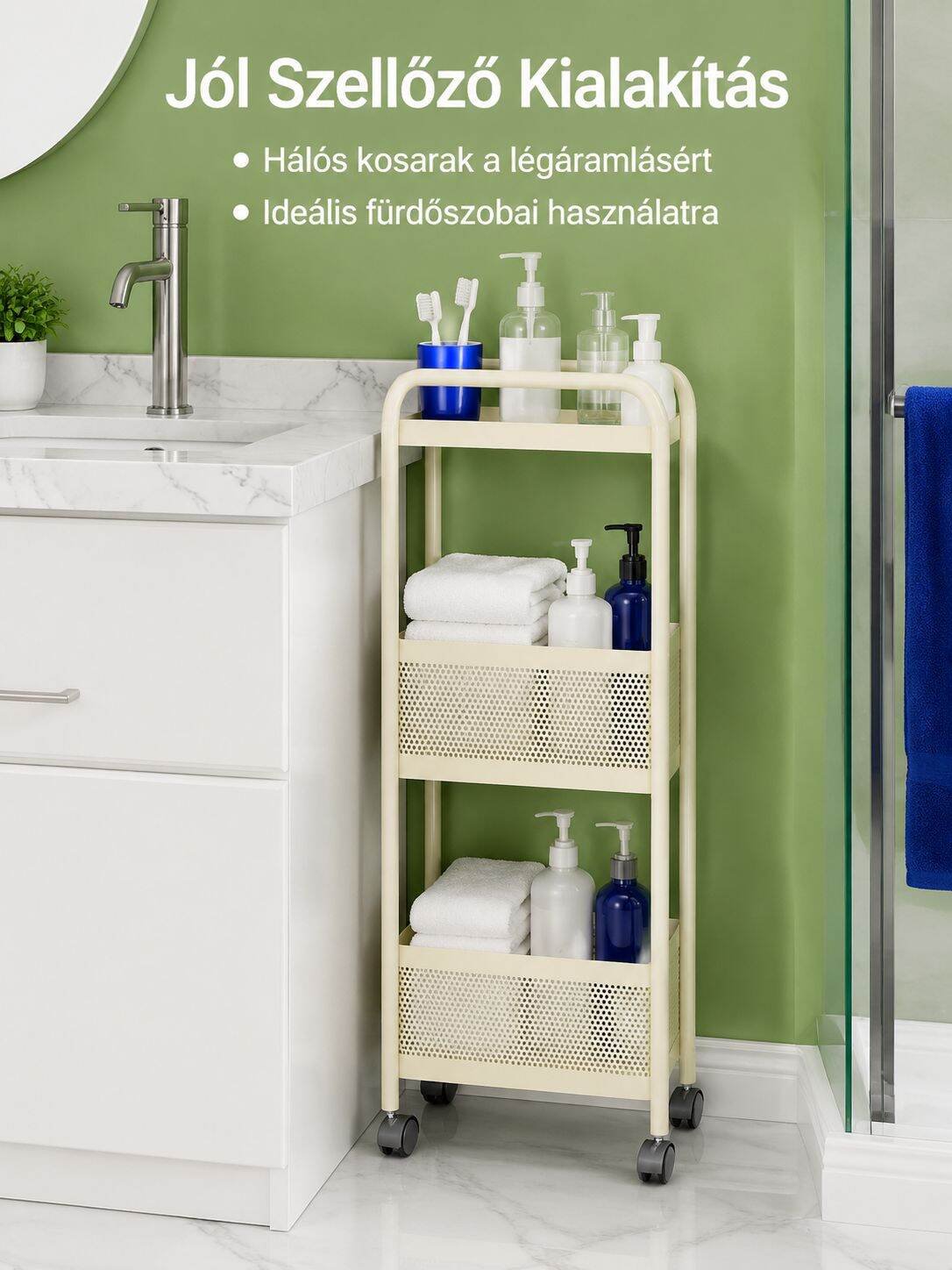 Stílusos tárolószekrény hűtőszekrény mellett