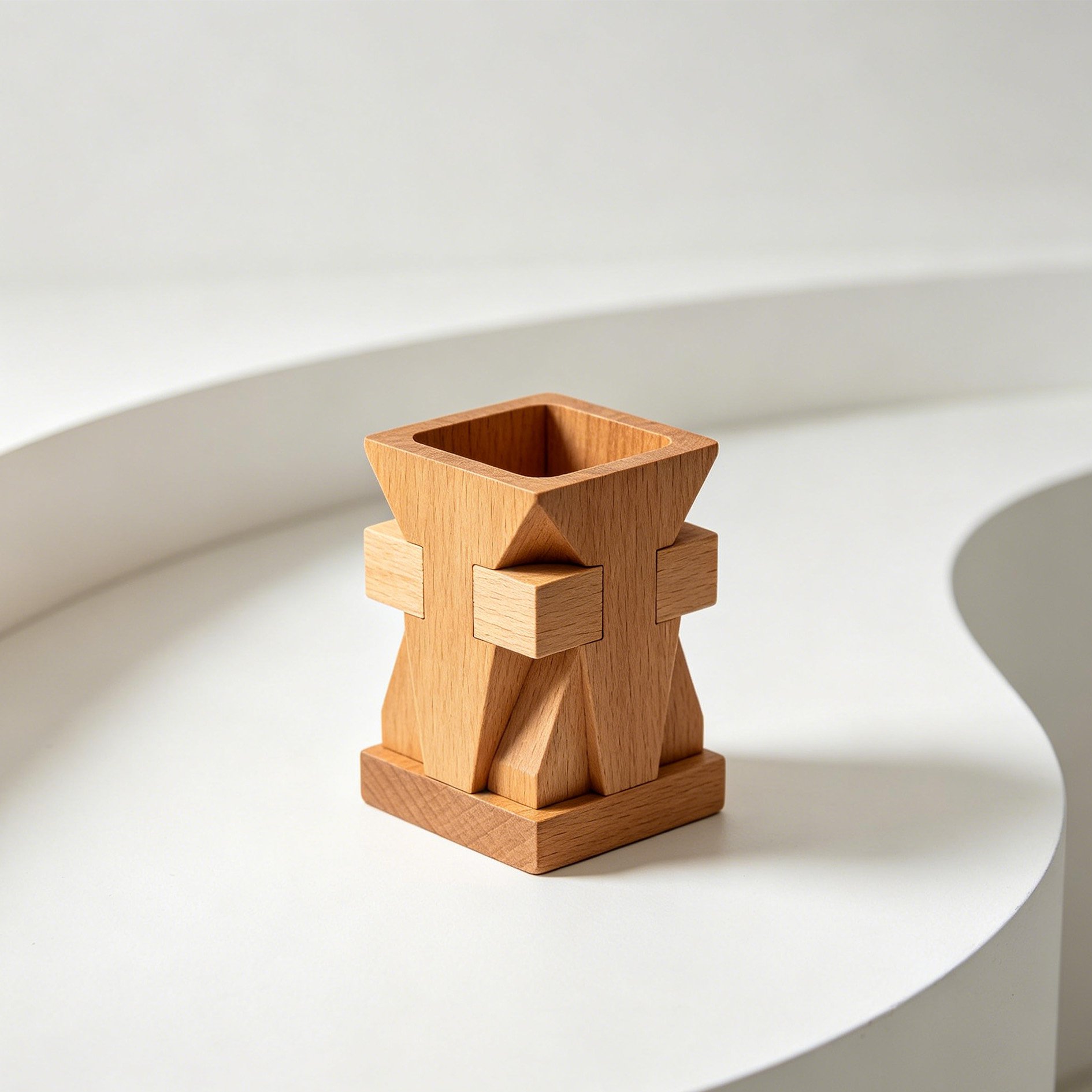 Minimalist Solid Wood Desk Pen Organizer