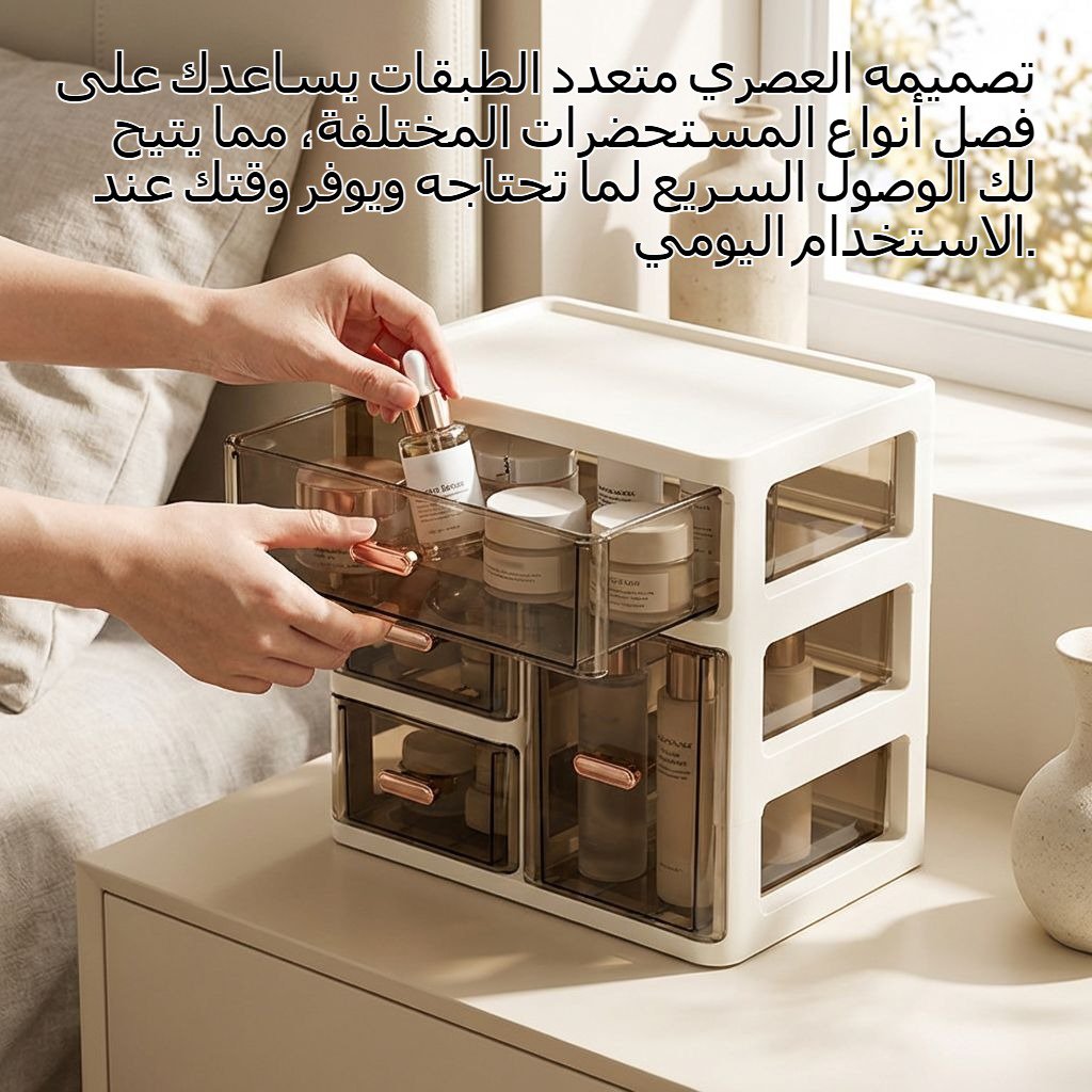 منظم مستحضرات تجميل مكتبي متعدد المستويات