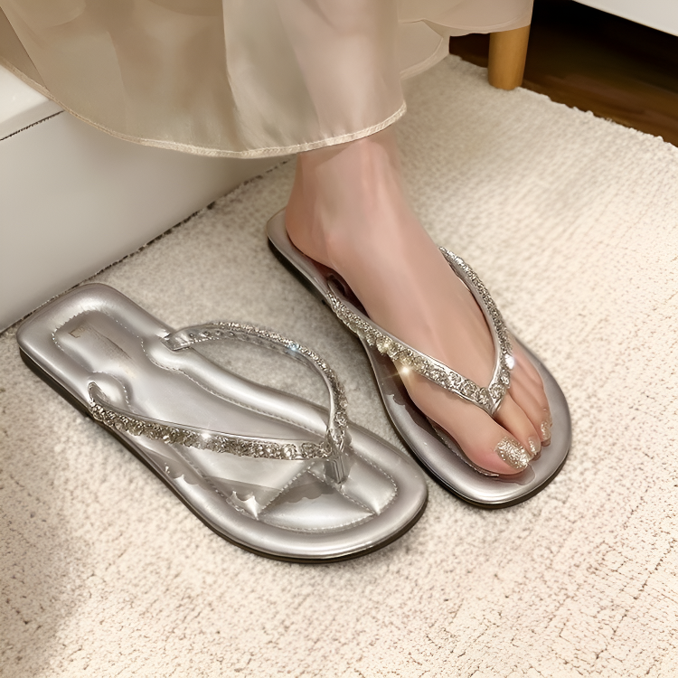 奢華水晶夏日防滑女士拖鞋