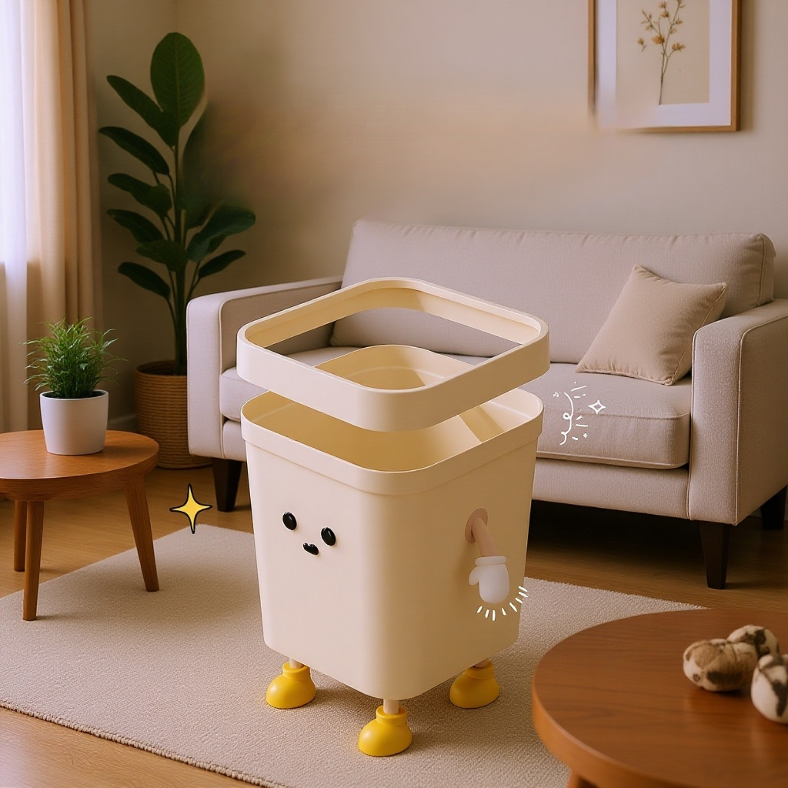 Kreativer, dekorativer Mülleimer mit Cartoon-Motiv für Wohn- und Schlafräume