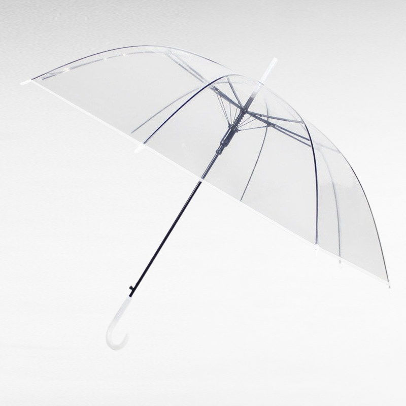 長柄16本骨防風ダブル厚手生地透明傘