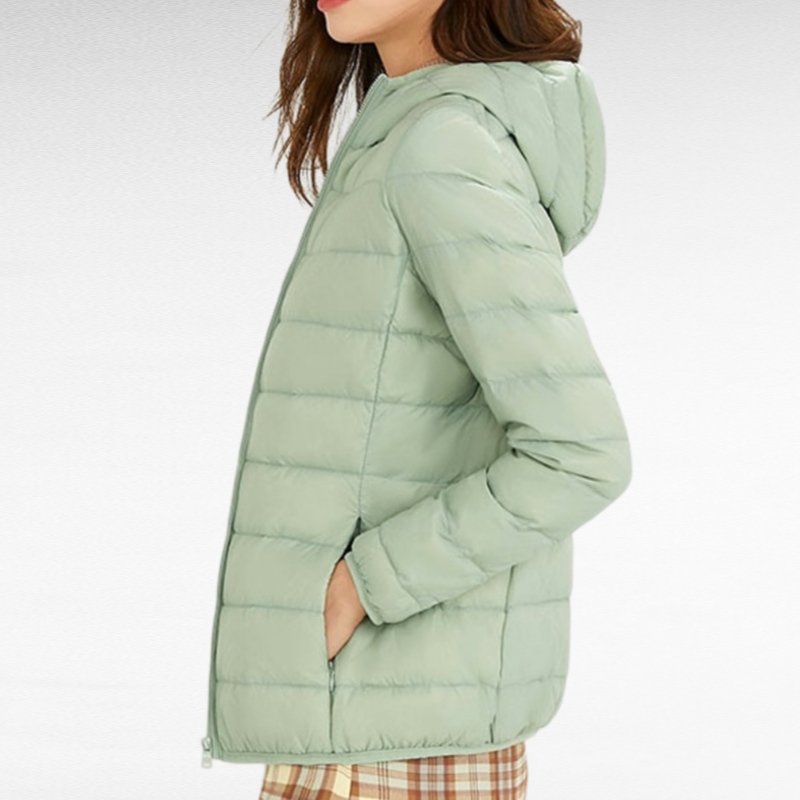 سترة نسائية خفيفة الوزن من زغب البط الأبيض بطول الركبة، موضة شتوية جديدة
