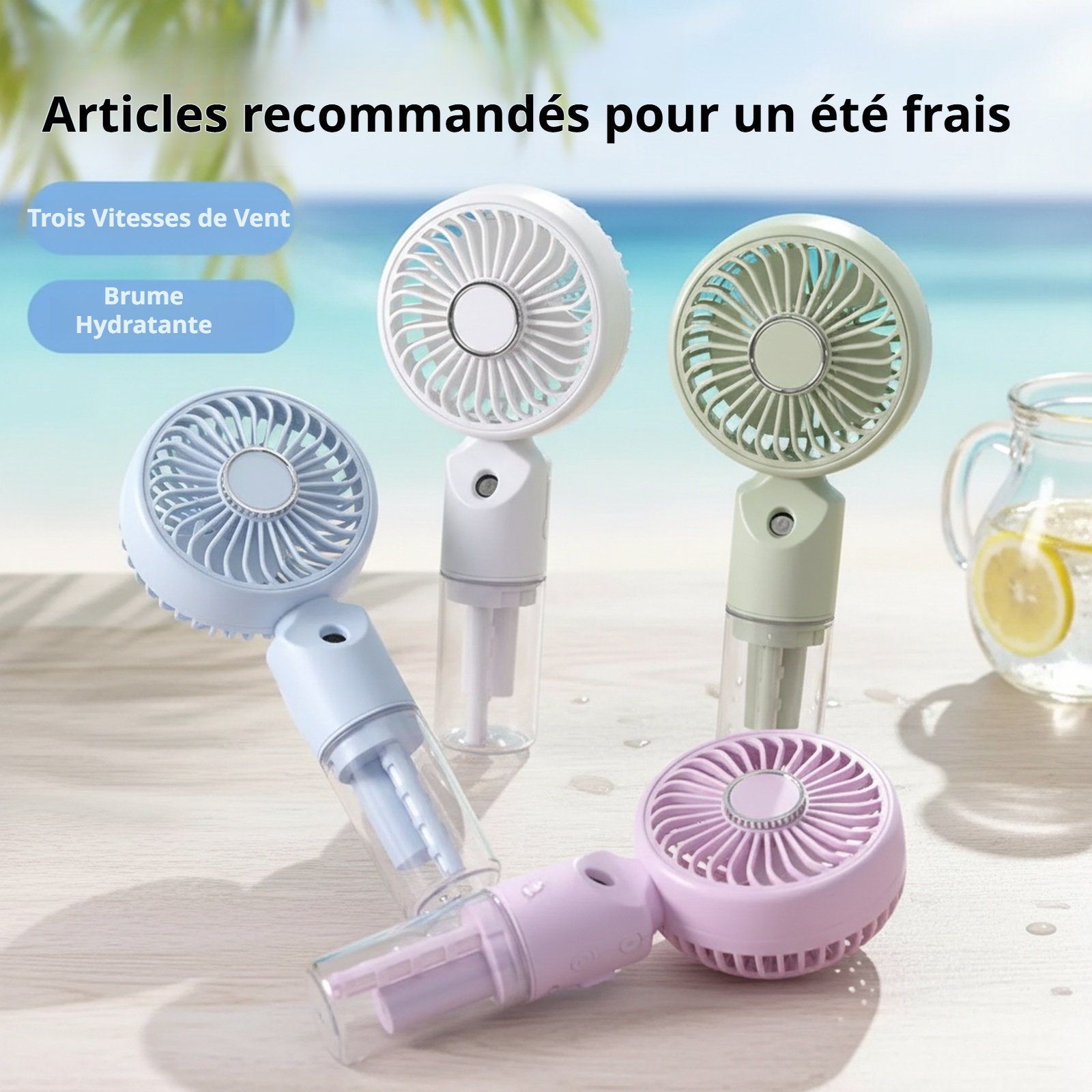 Ventilateur brumisateur portable à main pour rafraîchissement extérieur
