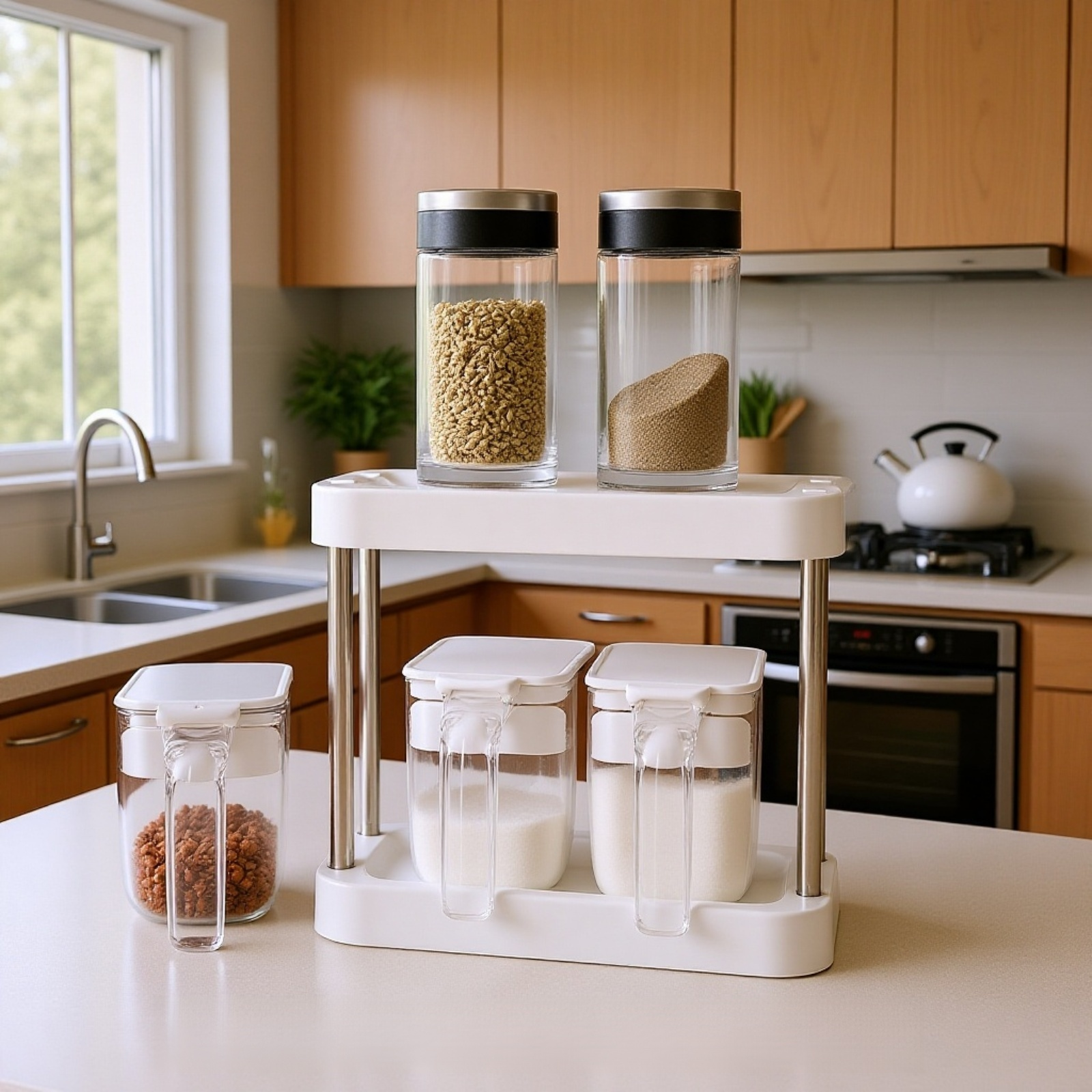 Stylish seasoning box for kitchen countertops