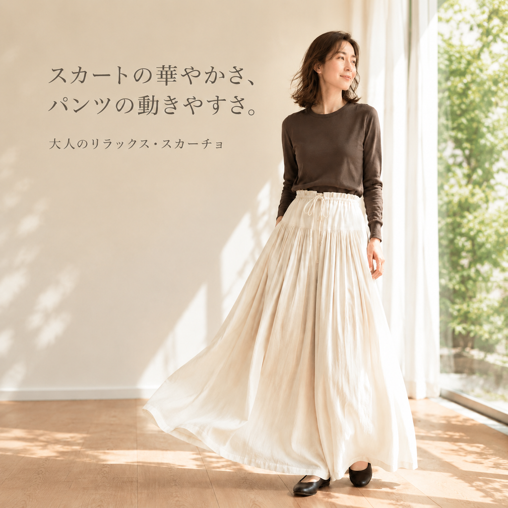 日系ルーズハイウエストリボンワイドスカンツ
