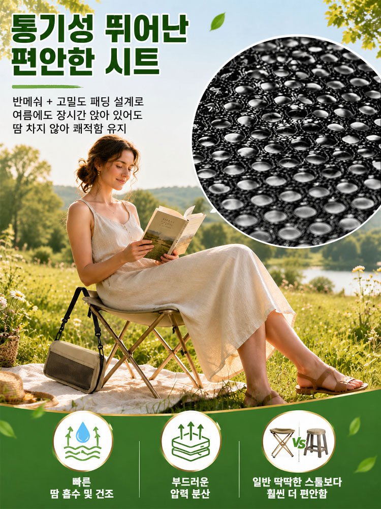 【500파운드 하중】포켓이 있는 휴대용 야외 접이식 의자