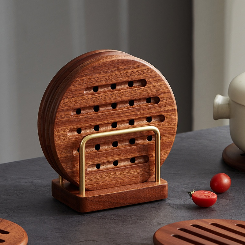 원목 원형 냄비 받침대