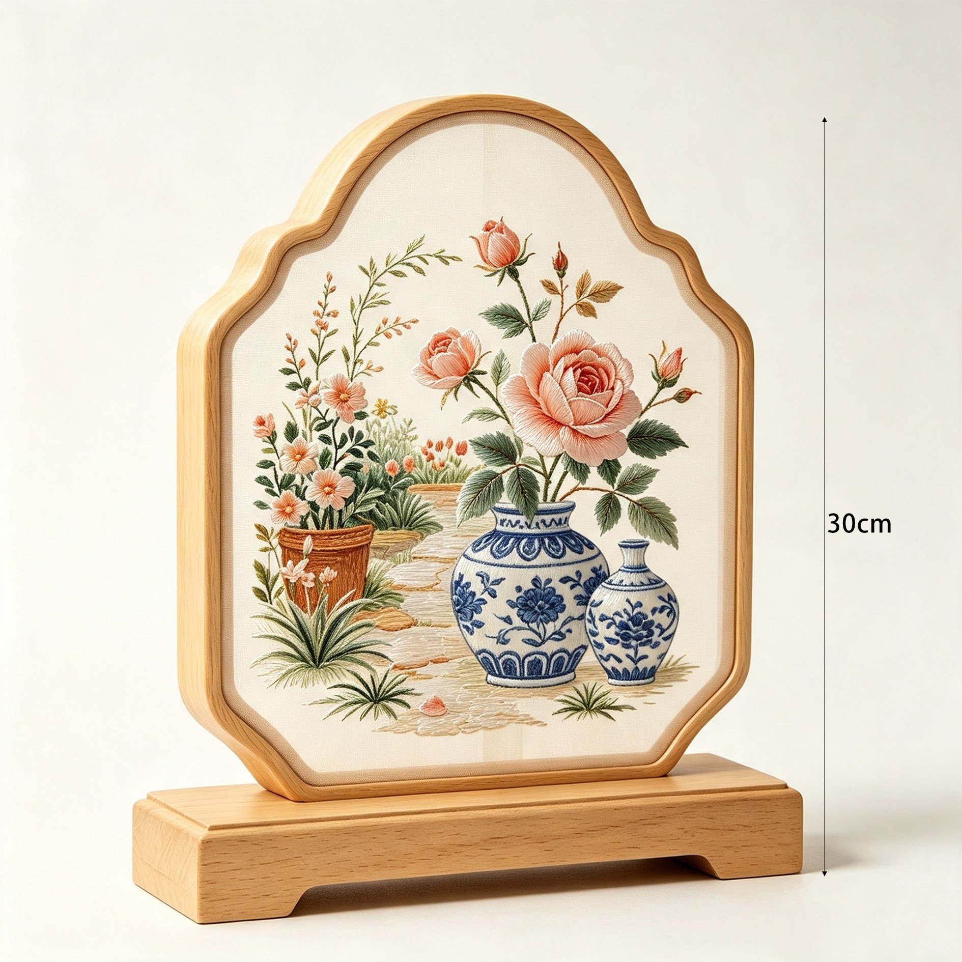 Elegant embroidered room divider in classic style