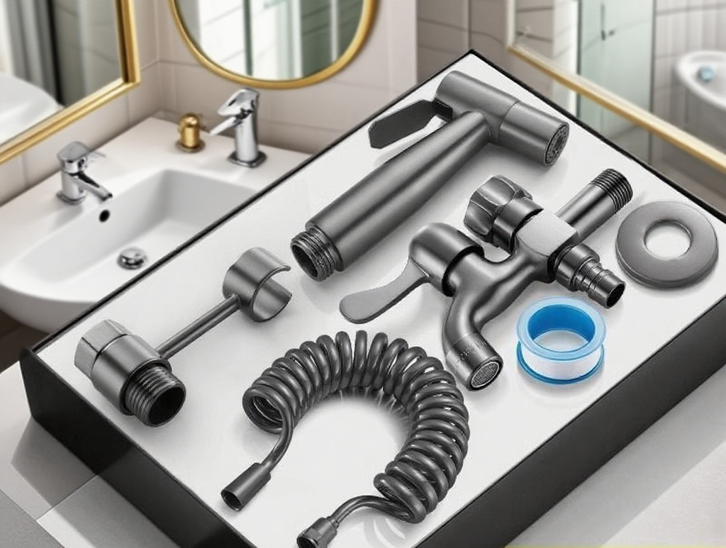 ก๊อกน้ำอเนกประสงค์พร้อมปืนฉีดน้ำสำหรับห้องน้ำ