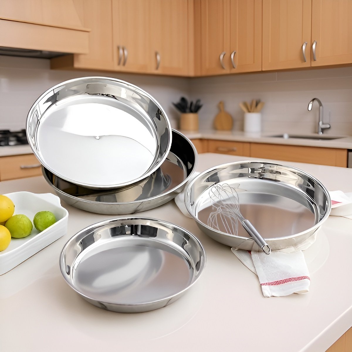 Stainless steel flat bottomed disc for kitchen use