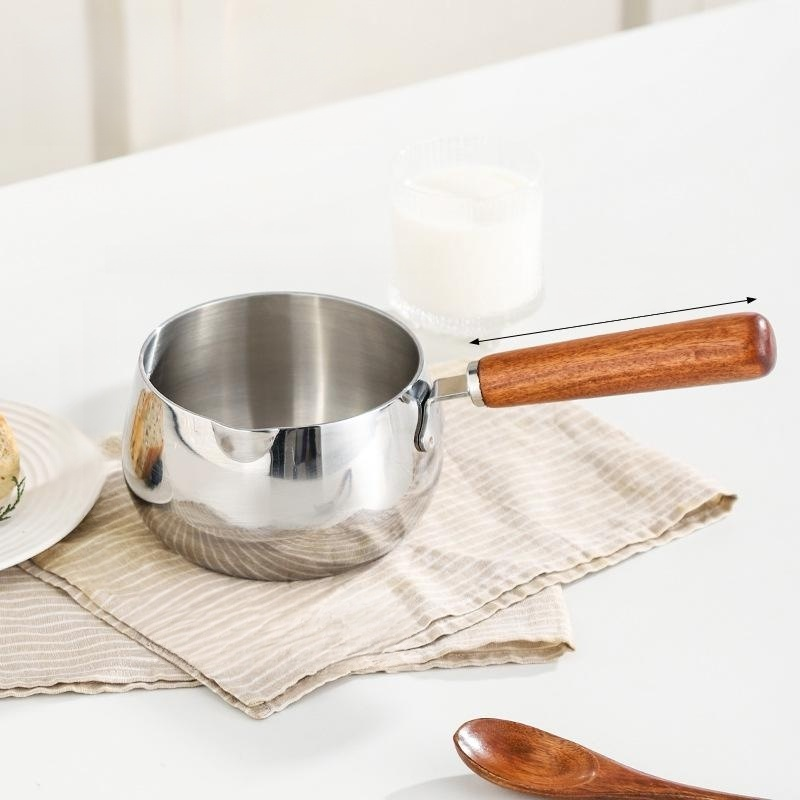 หม้อนมขนาดเล็กสามชั้นสำหรับเด็ก ไม่ติดกระทะ หม้อสำหรับต้มบะหมี่เด็ก