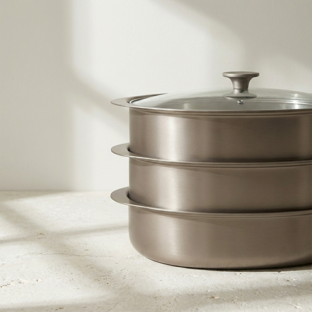 หม้อนึ่งสามชั้น (พร้อมฝาแก้วใส)