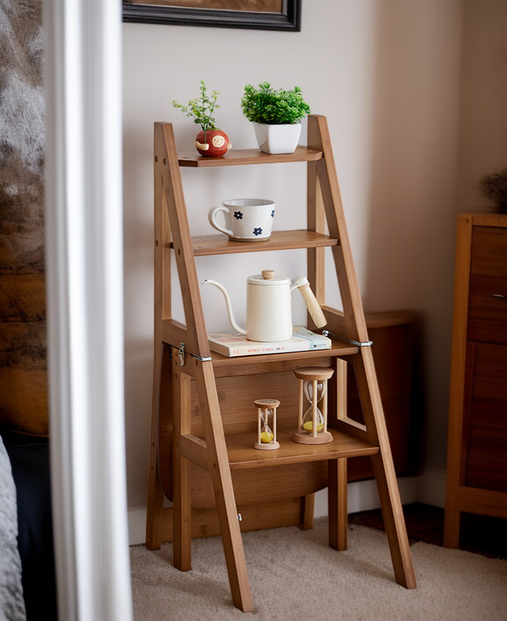 Taburete funcional para cocina de madera maciza