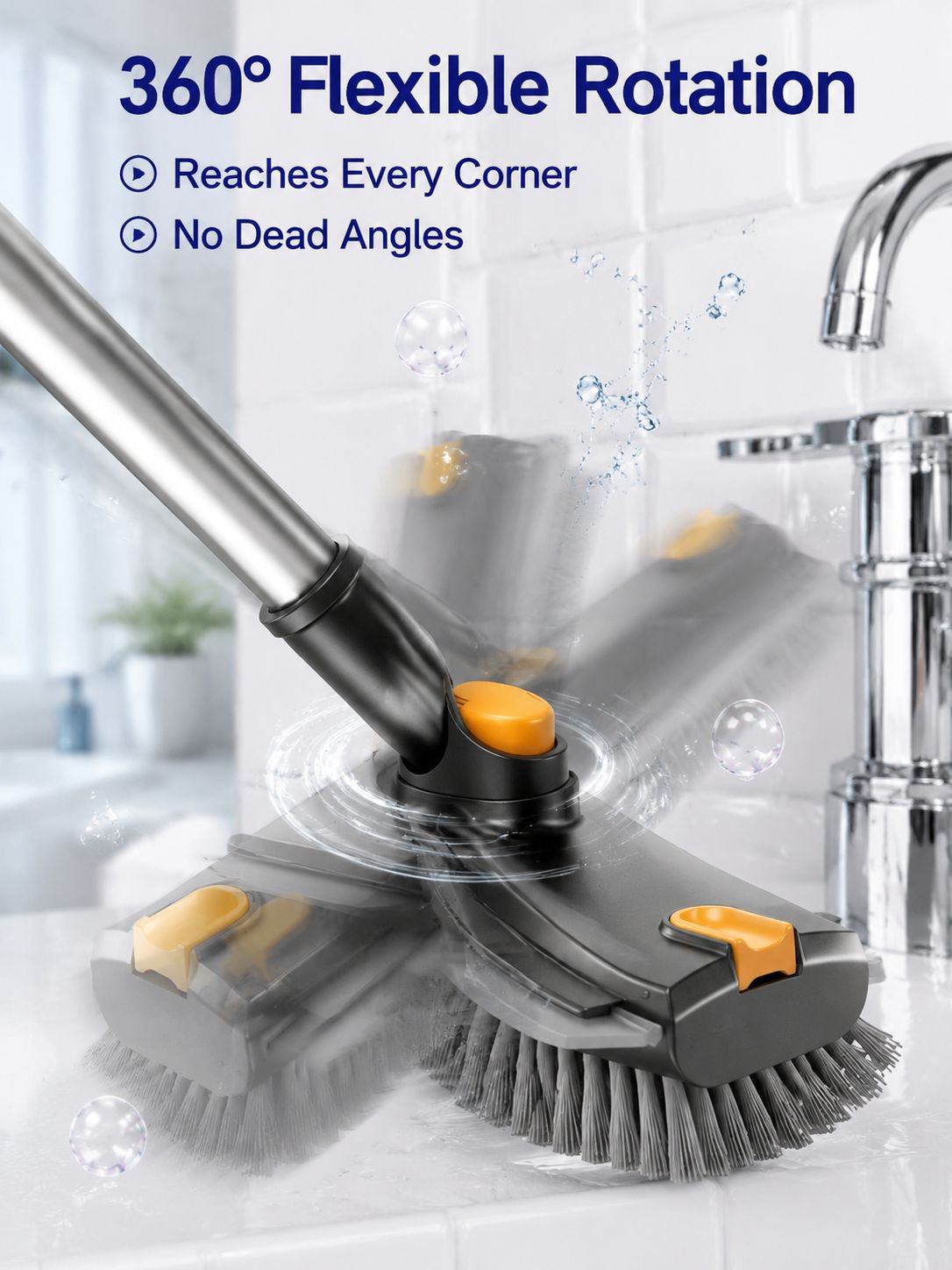 360° Rotating V-Shaped Tile Gap Brush with Stiff Bristles