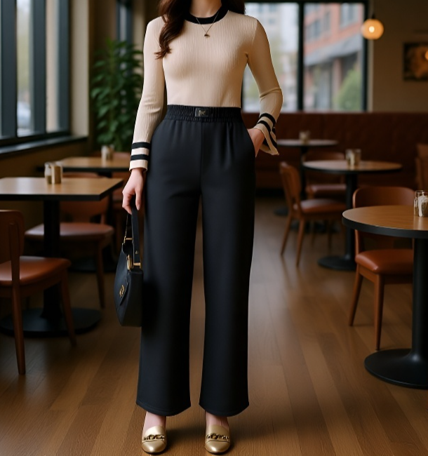 따뜻한 기모 안감 여성 팬츠 디테일