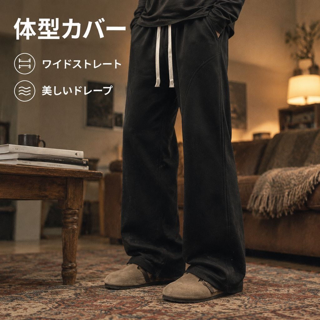 トレンドストレートサーベルカジュアルパンツ