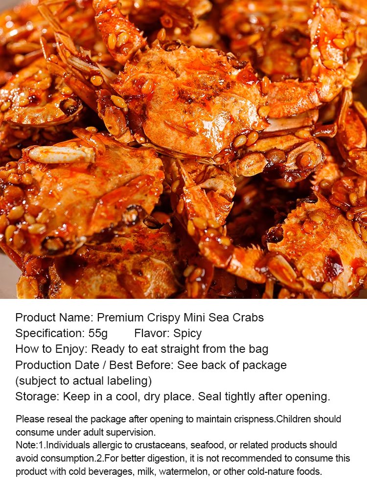 Spicy Sea Crab Snacks - High in Protein, Low in Sodium
