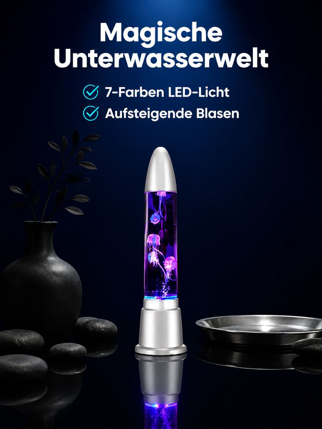 LED Blasen-Säulenlampe mit Farbwechsel und Aquarium-Effekt