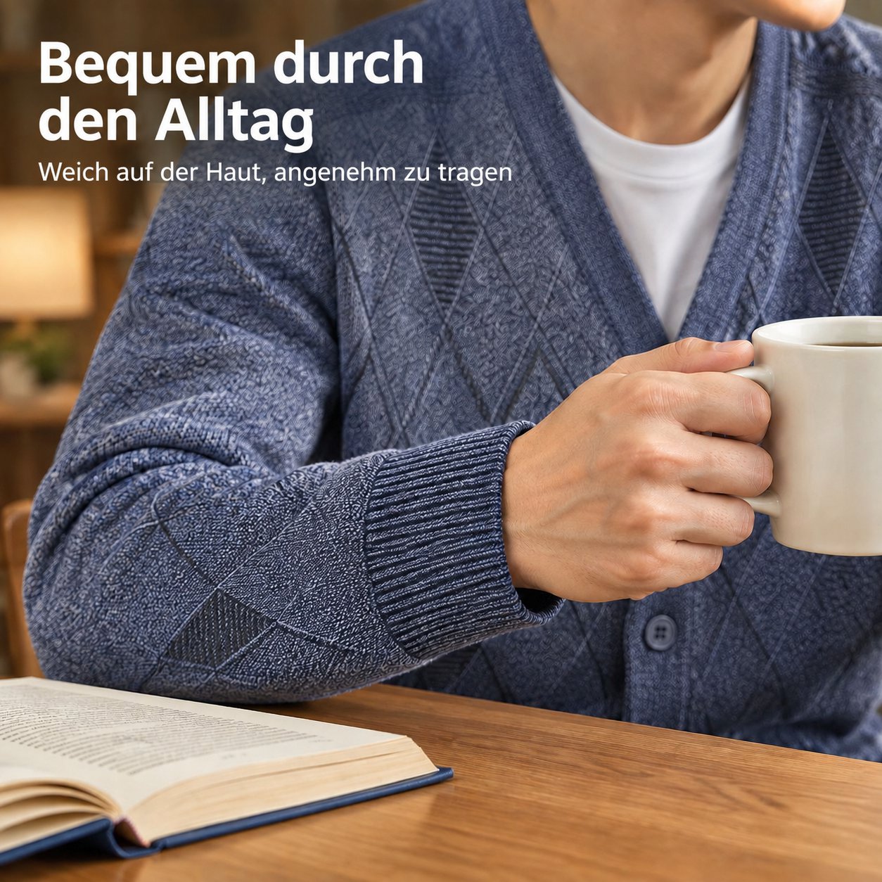 Herren Strick-Cardigan mit Fleece-Innenfutter