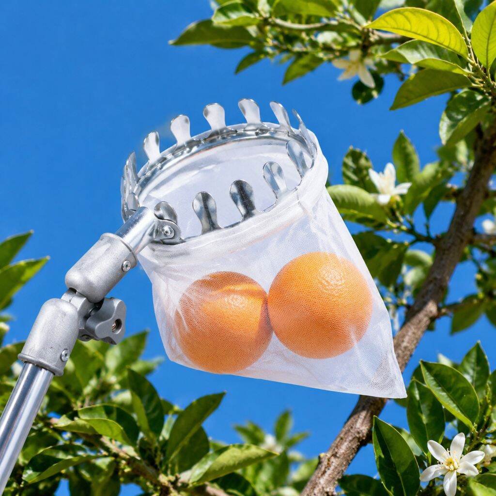 JMY-Autumn New Design High Branch Fruit Picker 4m Telescopic Fruit Picker with Fruit Collection Net,