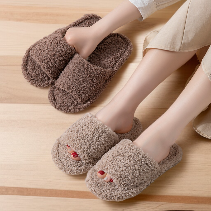 毛絨棉拖鞋捲毛開口