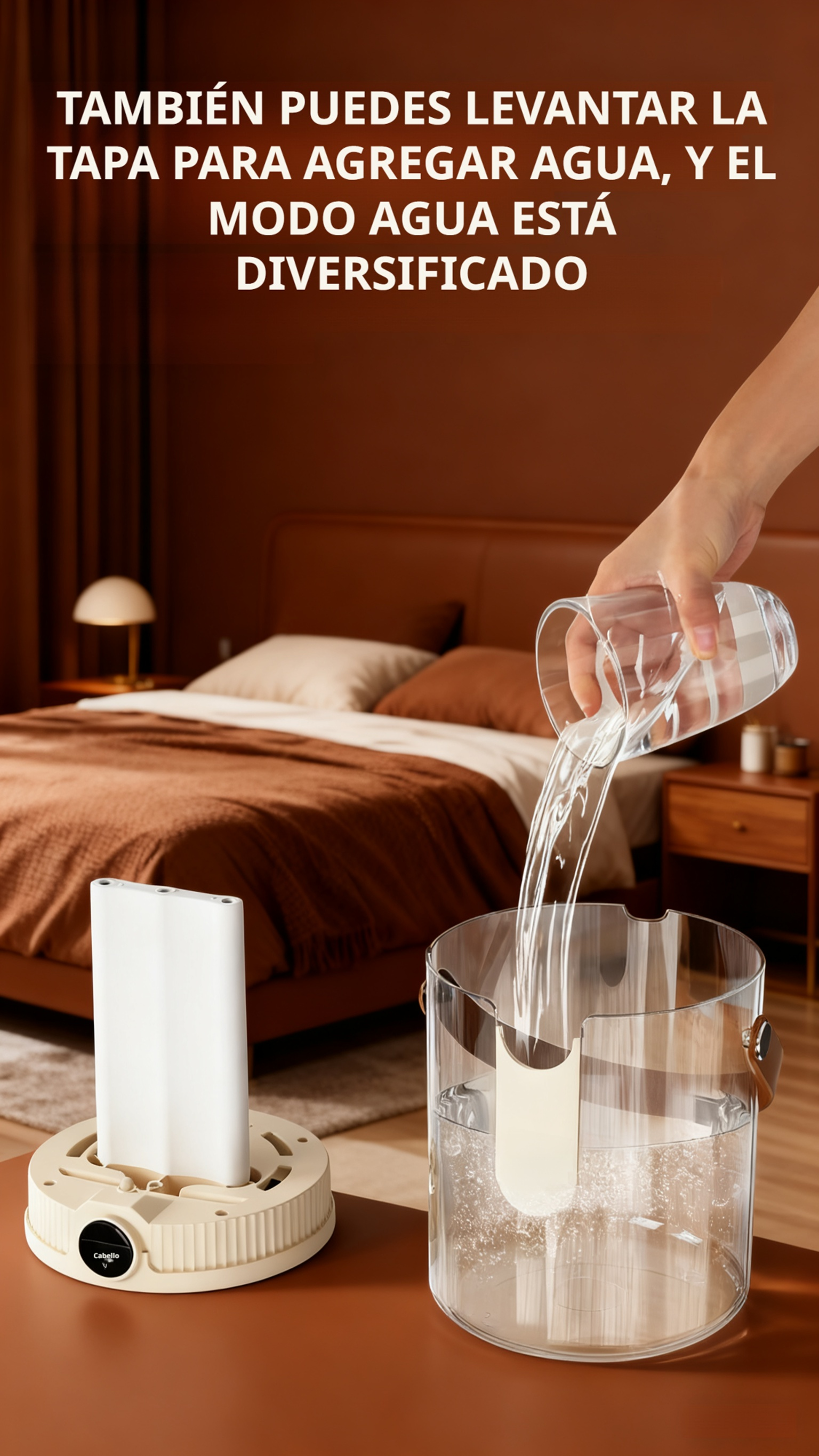 Luz nocturna suave del humidificador encendida de noche