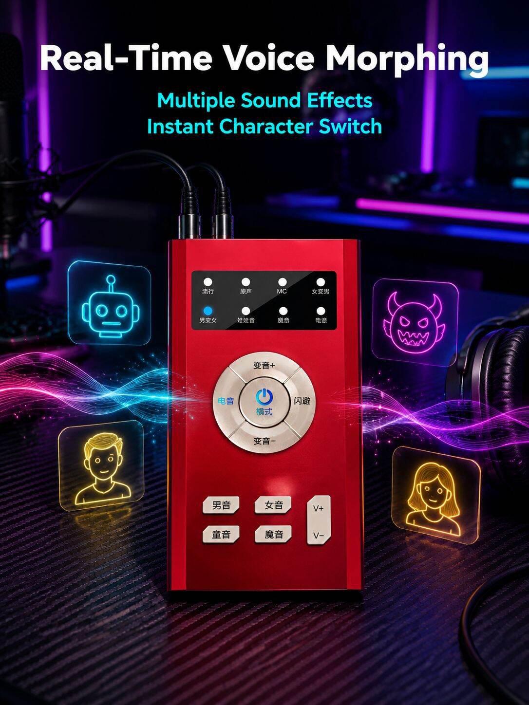 S10 Voice Changer Sound Card for Singing, Live Streaming and Gaming
