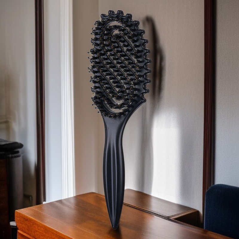 Lockenbürste mit Wildschweinborsten, Skelettbürste, Styling- und Massagebürste