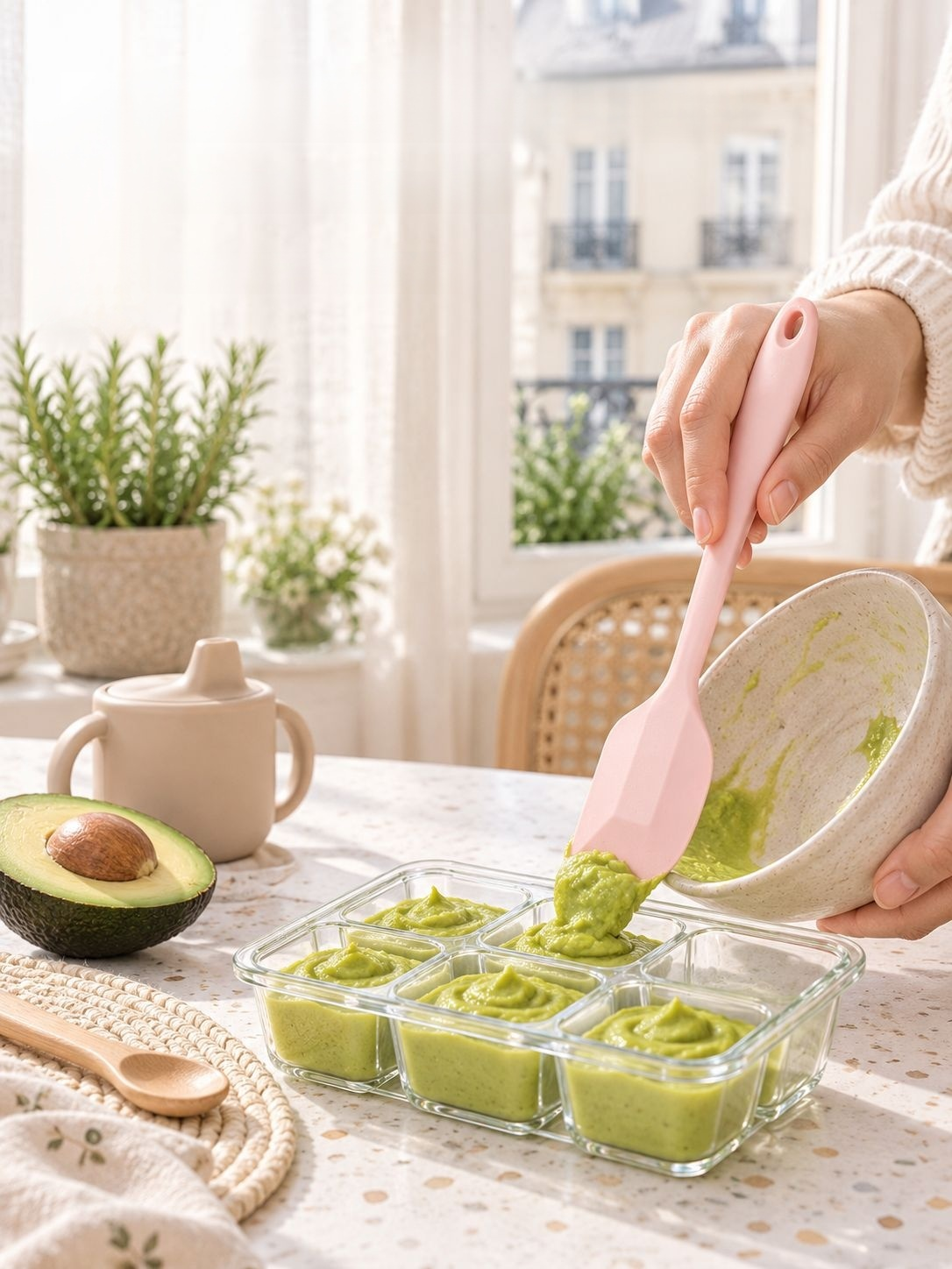 Accessoire en silicone pour la préparation des repas de bébé