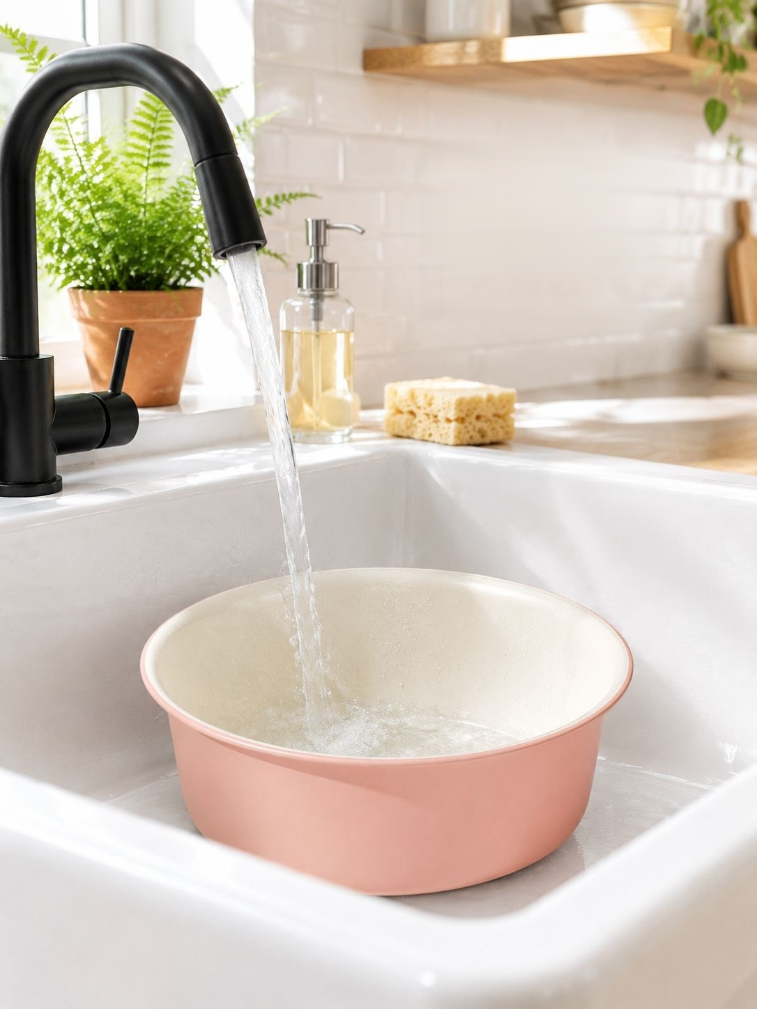 Glossy surface thickened plastic wash basin for modern aesthetics