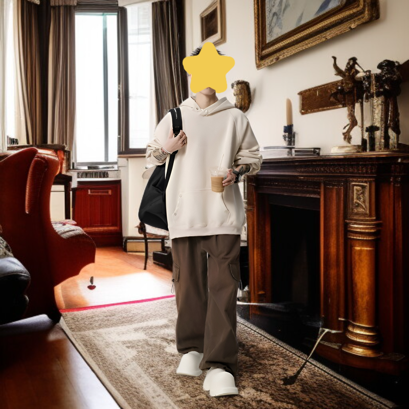 ハイストリートブランドゆったり刺繍フーディー カップル秋万能アメリカンヘビーウェイトアウター