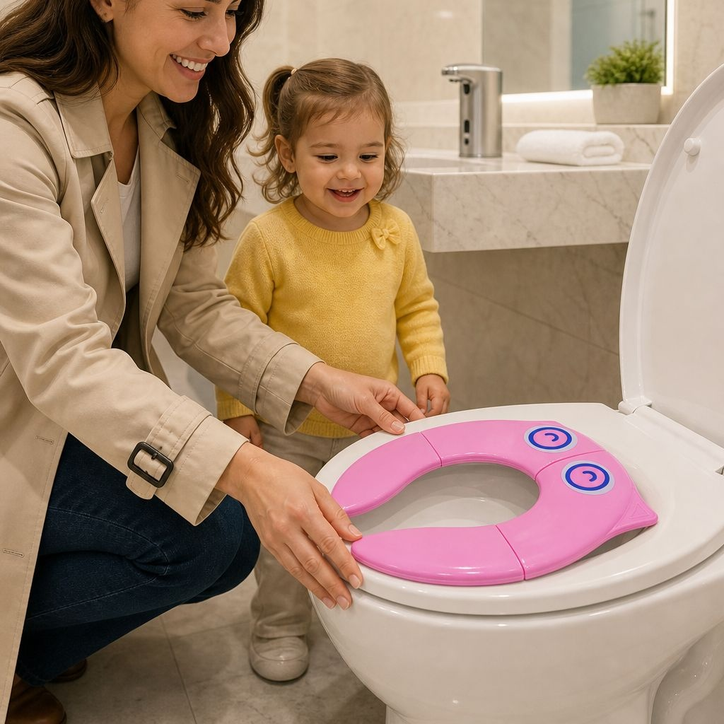 Entrenador de baño portátil para niños, cubierta de asiento de inodoro plegable para viajes