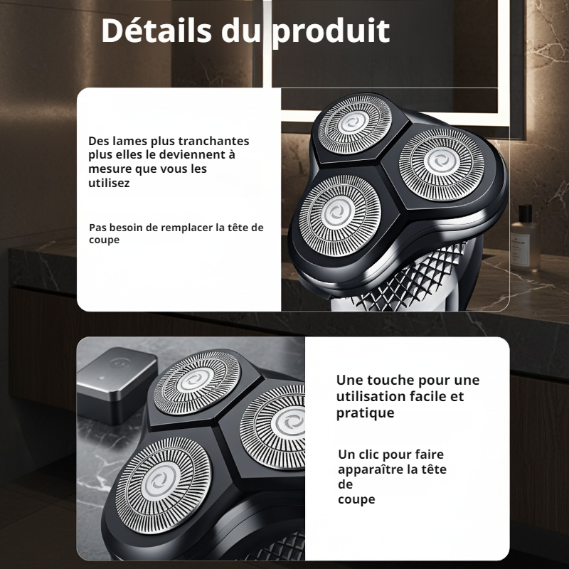 Rasoir électrique à tête flottante lavable pour tout le corps avec affichage numérique intelligent