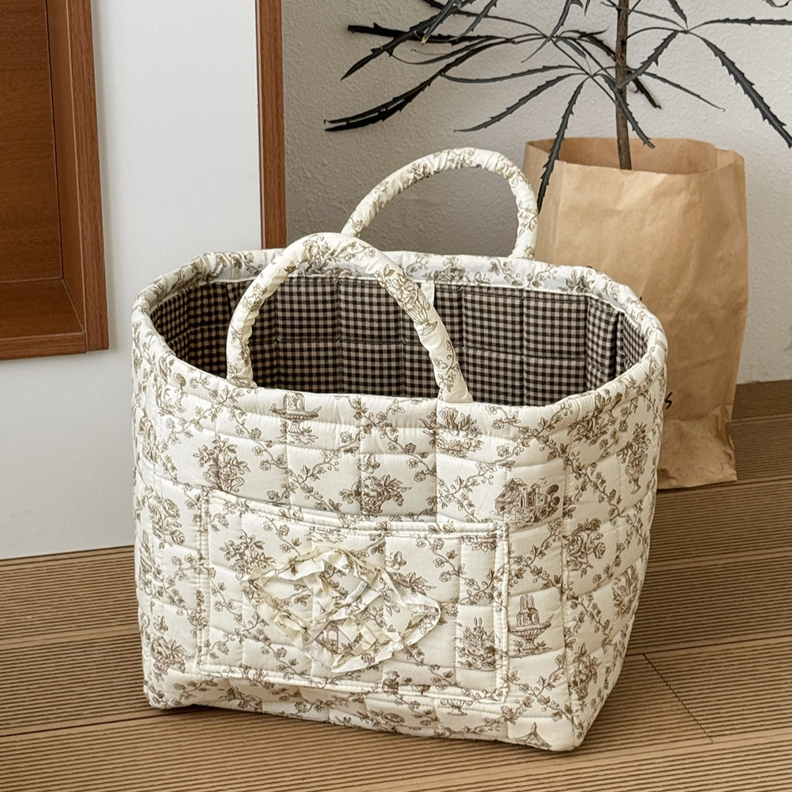  Tragbarer Aufbewahrungskorb aus Rattan für Snacks und Blumen