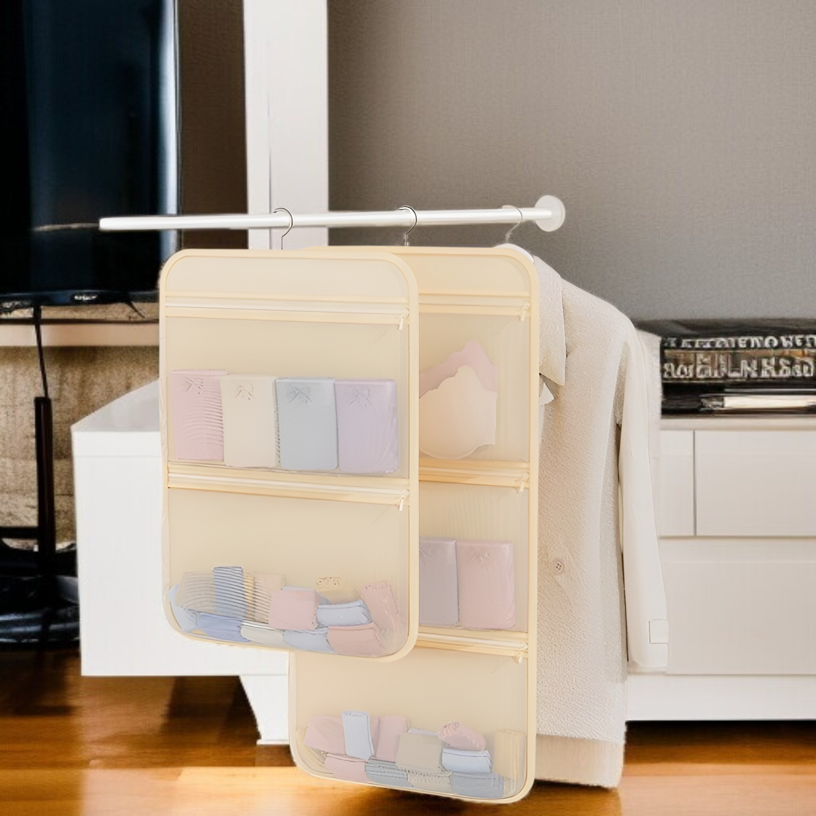 靴下収納ツール 寮のワードローブ 下着吊り下げバッグ 吊り下げネットバッグ ベッドサイド収納バッグ