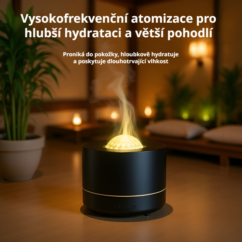 Hvězdný projektor a zvlhčovač vzduchu s duhovým plamenem