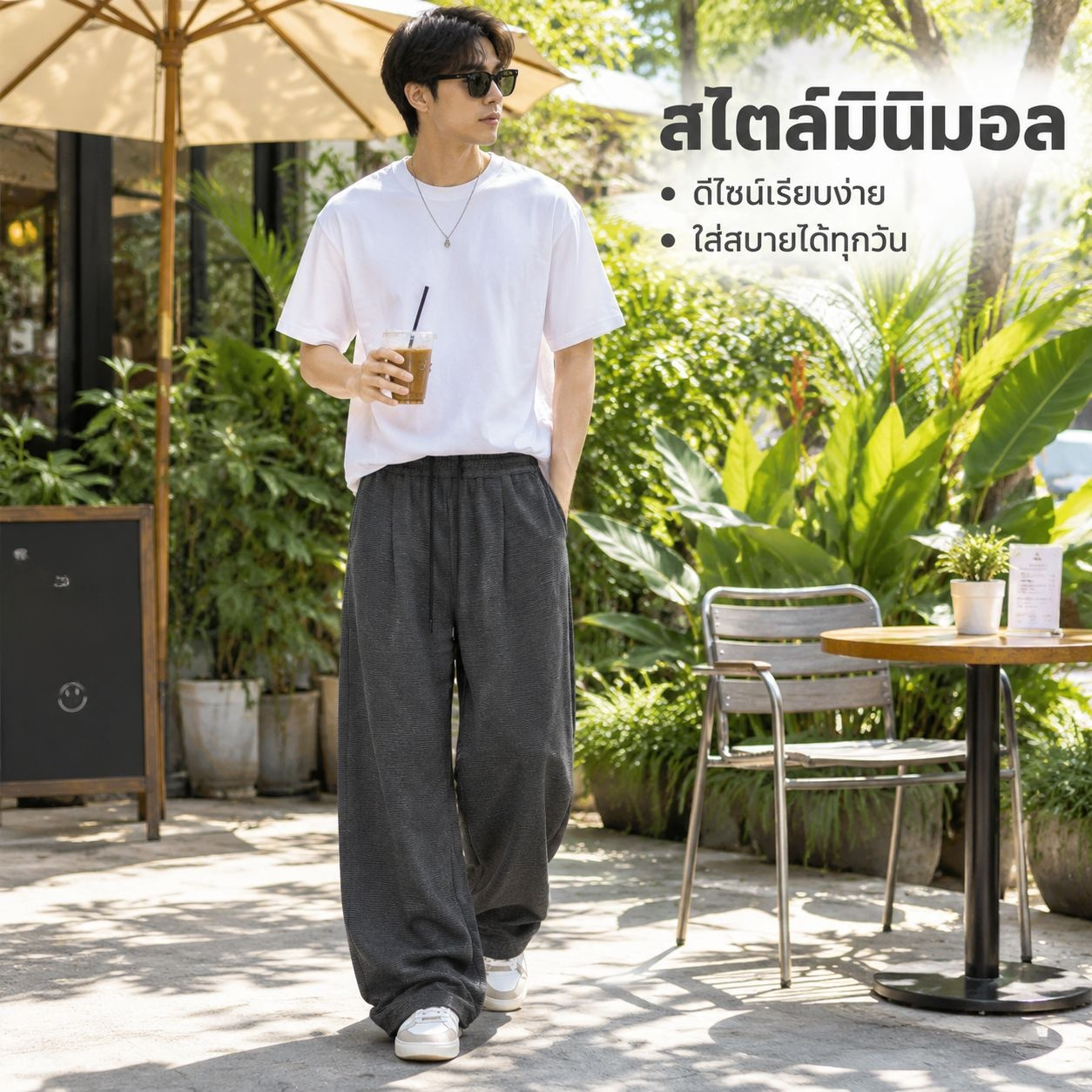 กางเกงขายาวผู้ชายผ้าบางลายทางสไตล์ญี่ปุ่น สำหรับฤดูใบไม้ร่วง