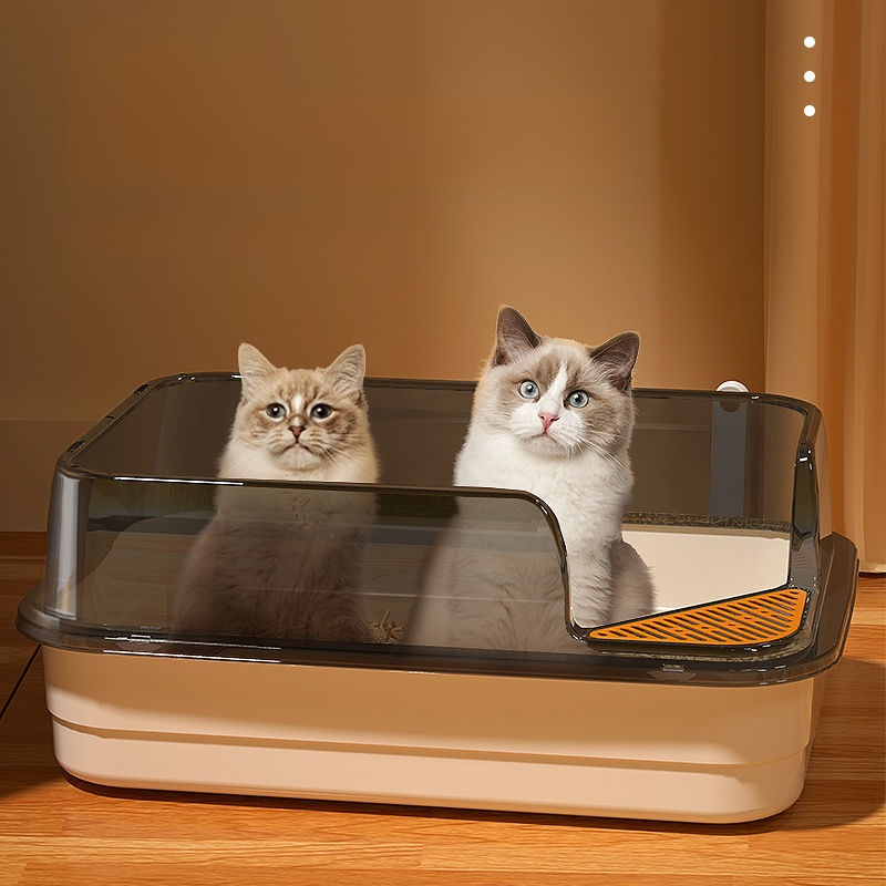 Extra Large Semi-Enclosed Splash-Proof Cat Sand Box