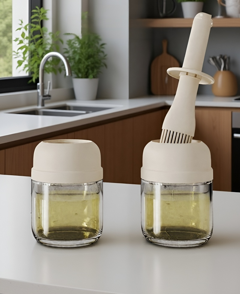 Heat-resistant oil brush can for grilling and baking