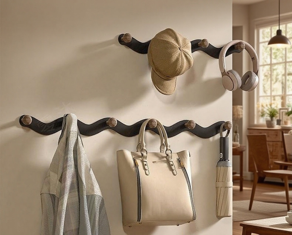 胡桃木門後免打孔掛衣架安裝示意圖