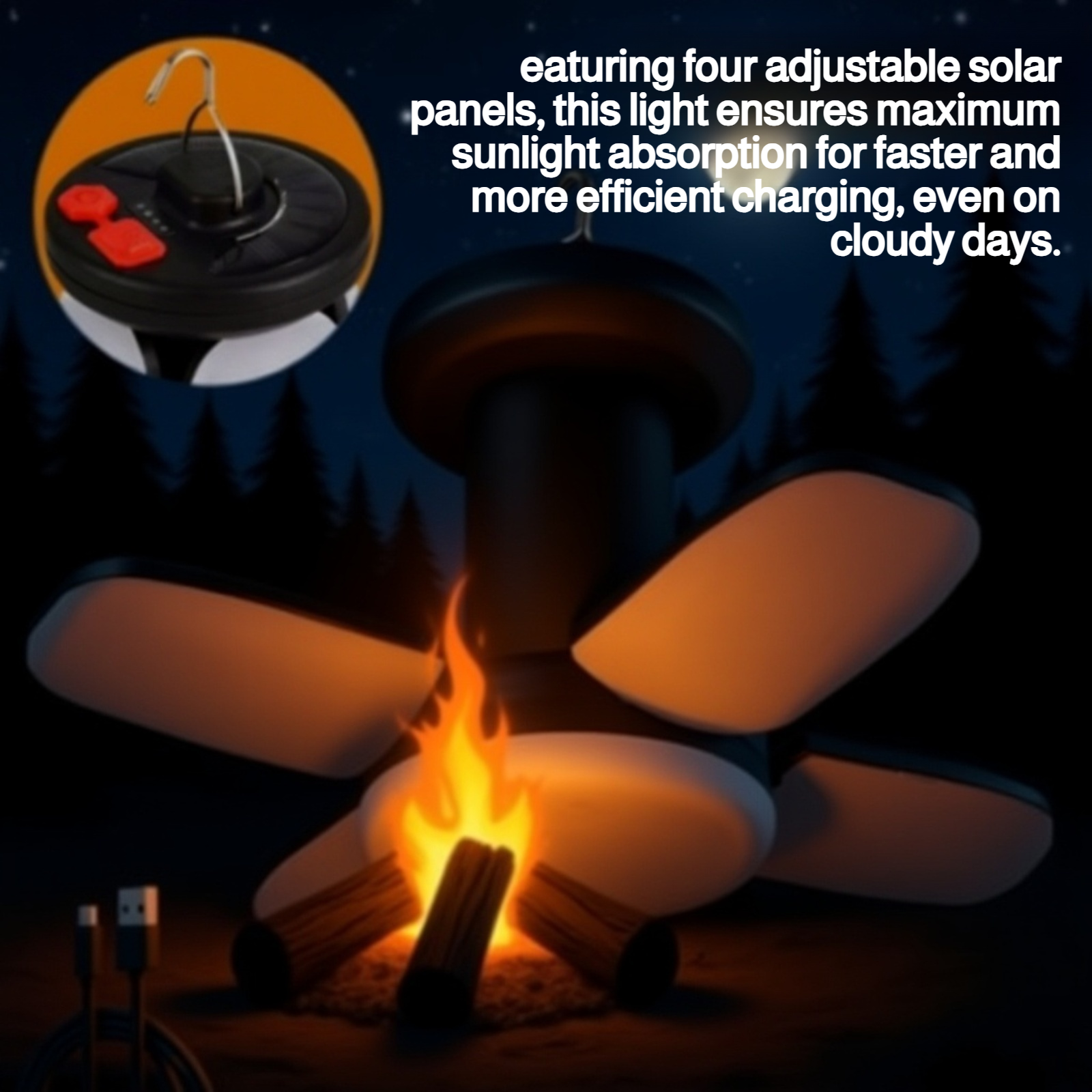 Four-Panel Solar Charging Light