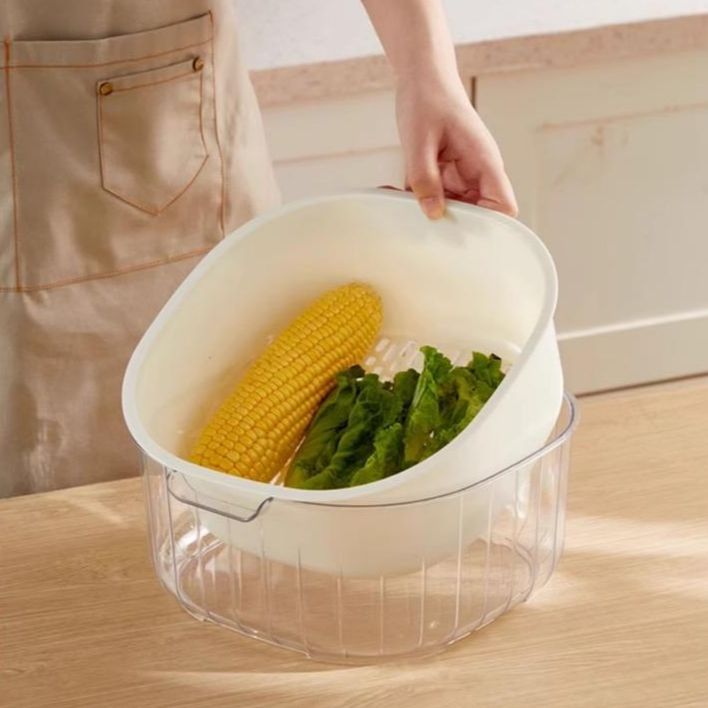 雙層瀝水洗菜盆水果籃