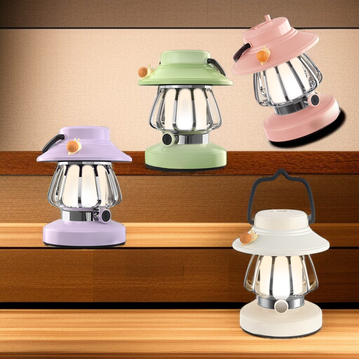 クリエイティブレトロキャンプランプ 3 ポジション USB 充電式 LED ナイトライト屋外ポータブルキャンプランプフック付きかわいい