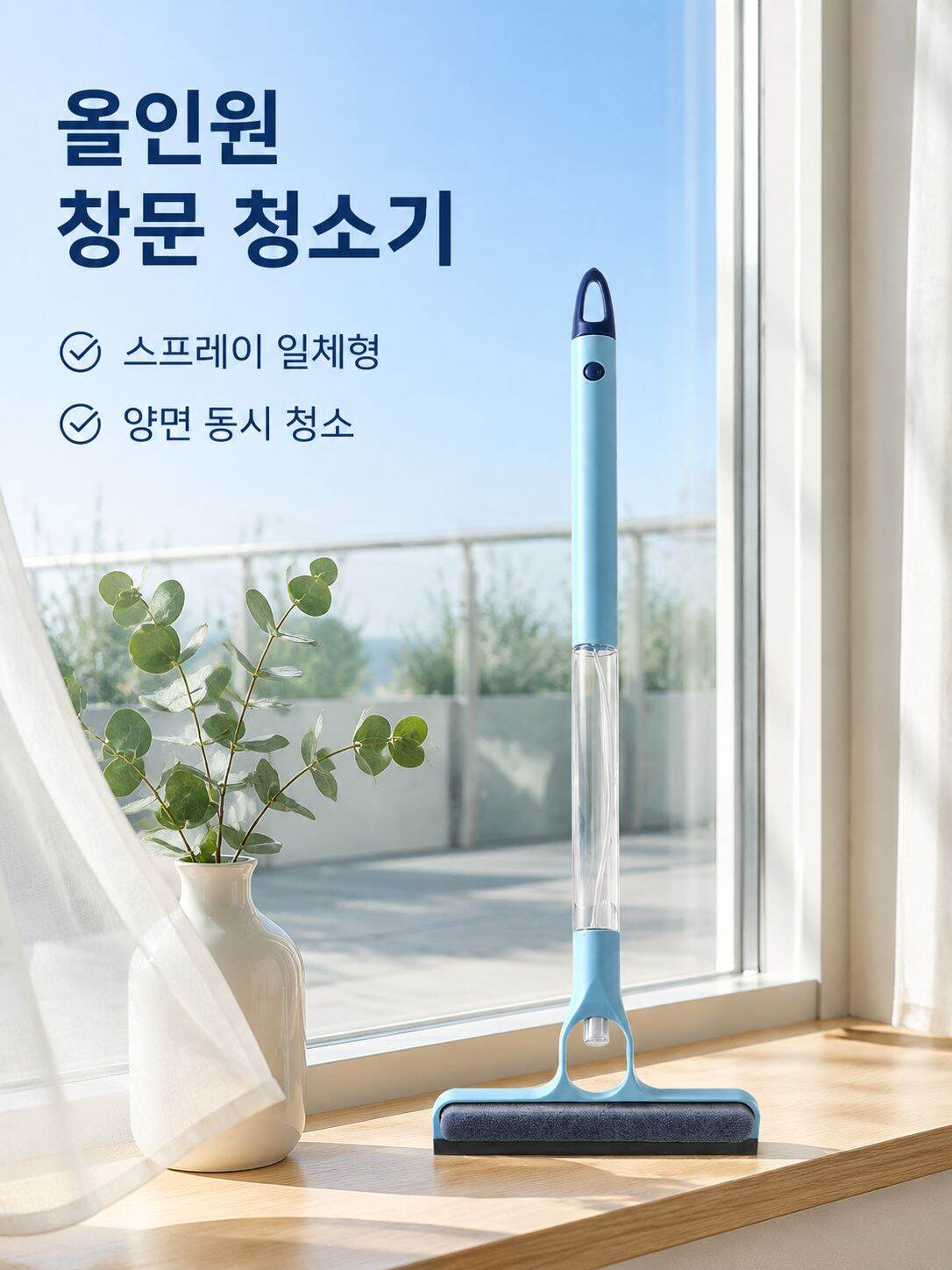 양면 창문 청소기 스프레이 물통 일체형 연장 유리 스퀴지