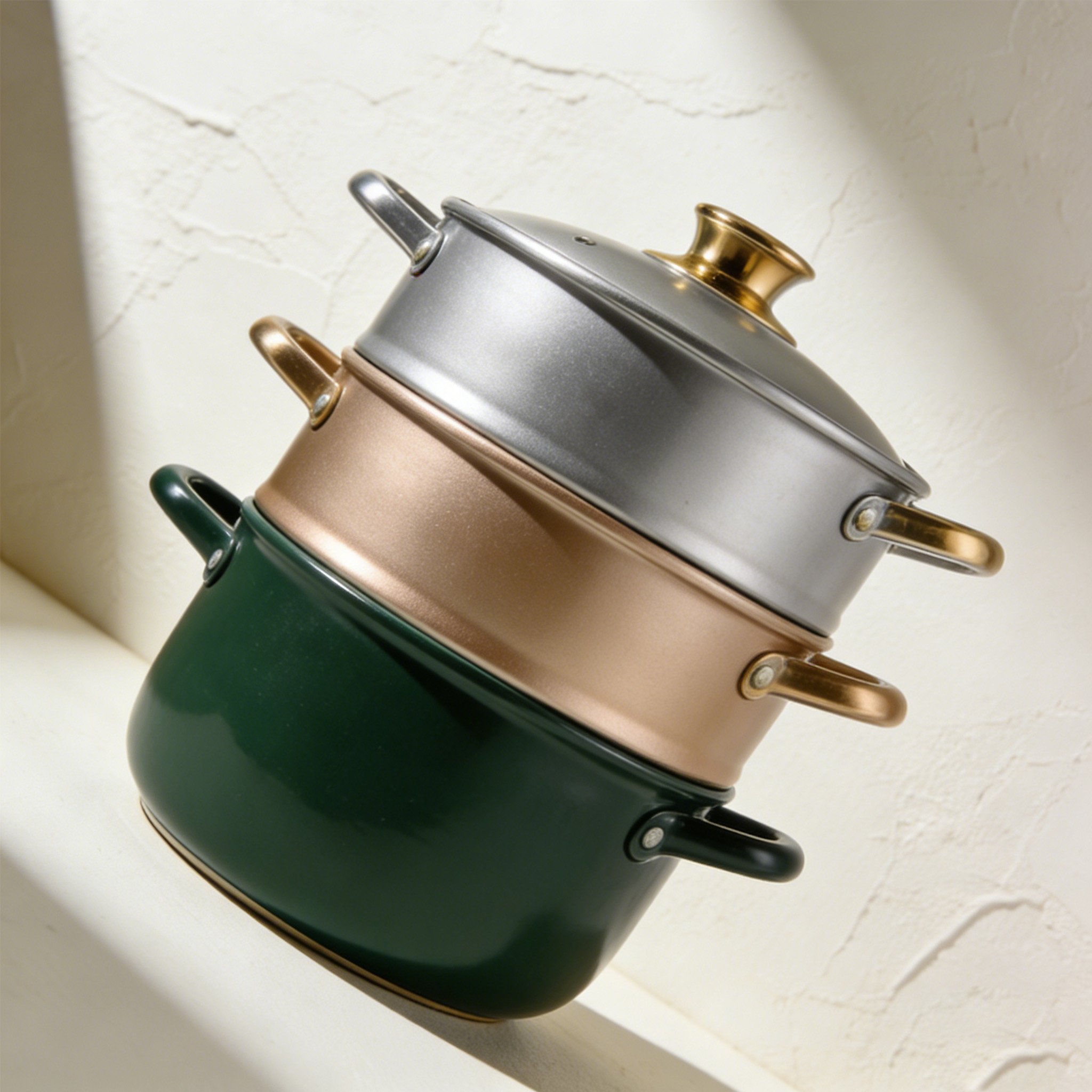 High-quality stainless steel steamer pot with glass lid
