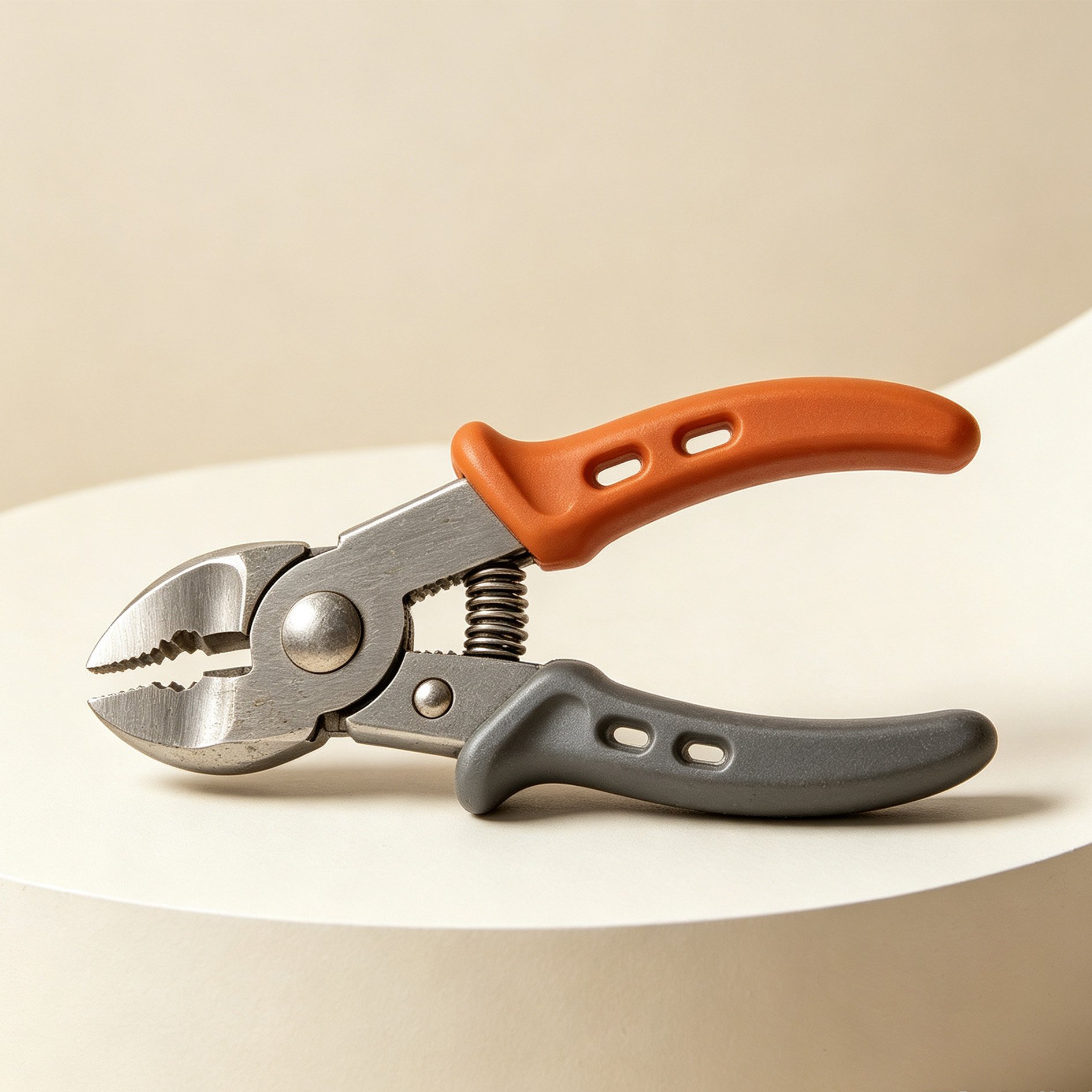 Orange-Gray Two-Color Wire Pliers close-up view