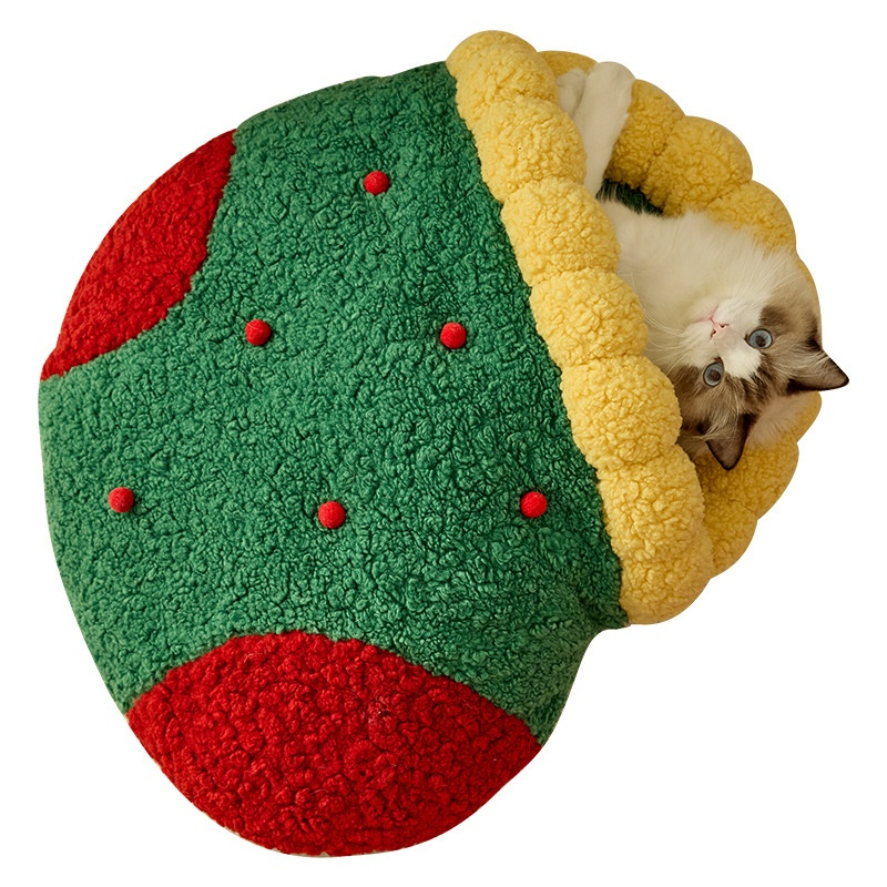 クリスマス猫用ベッド ふわふわ快眠ハウス