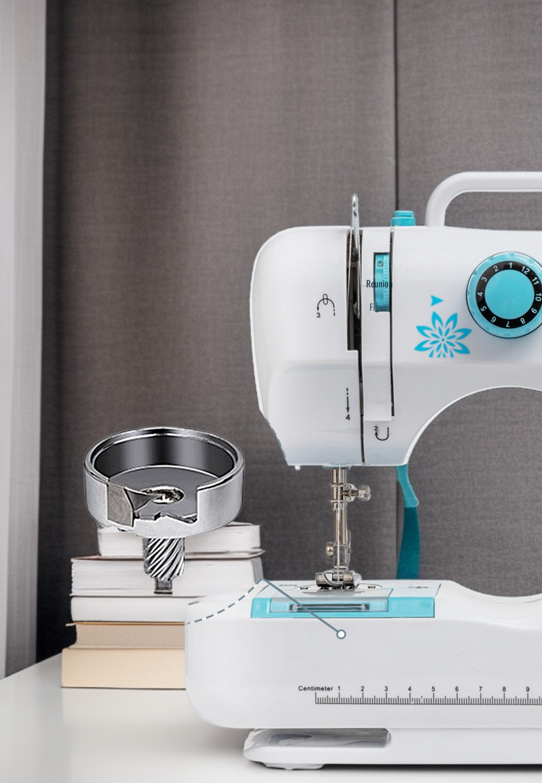 Portable electronic sewing machine for home use