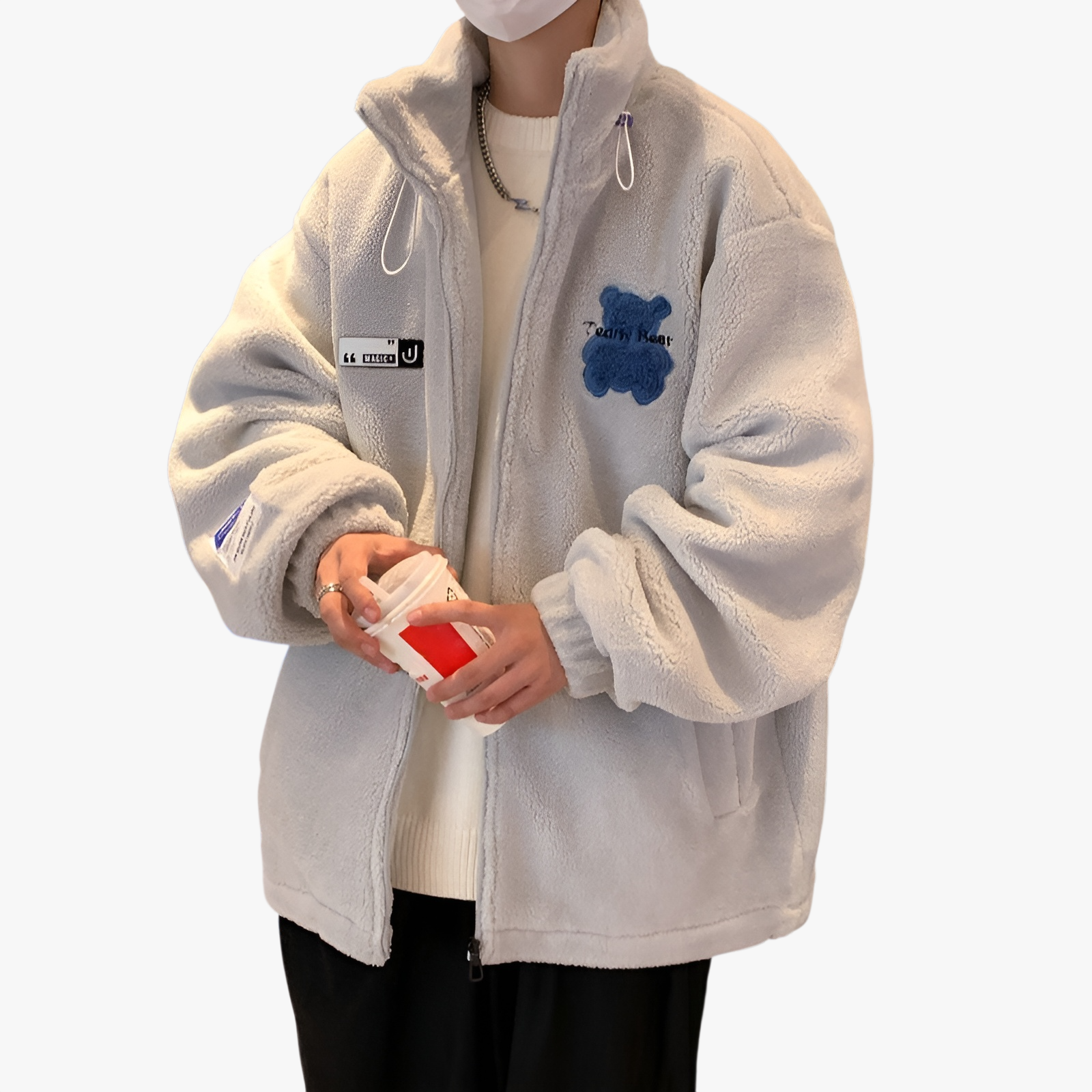 メンズ＆レディース秋冬ボアコットンジャケット 厚手スタンドネック防寒コート